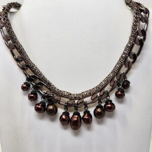 Chico’s Copper/Brass Tone Statement Collar Necklace VGC